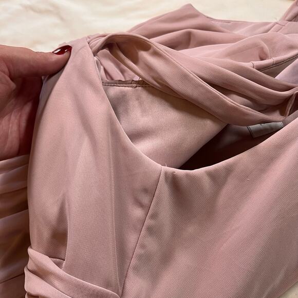 Azazie Pink Melanie Empire Formal Bridesmaid Maxi Floor Length Dress Wmns 12 - Picture 6 of 16